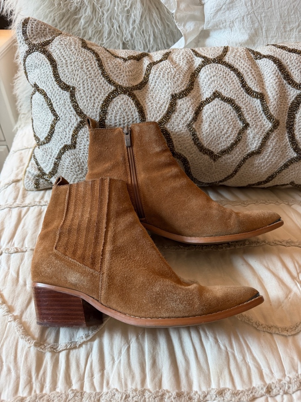 Marc Fisher Classic Tan Suede Ankle Boots